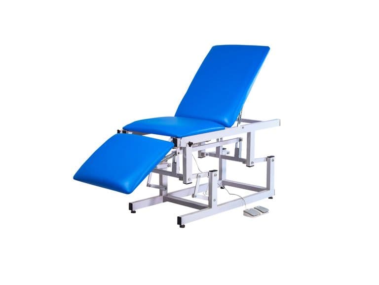 Three-Section Electric Examination Couch, low reclined side view