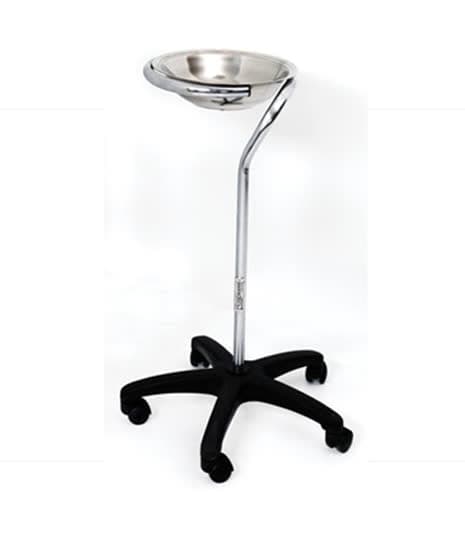 Bowl Stand (Single), stainless steel bowl on a five-star castor base, studio view