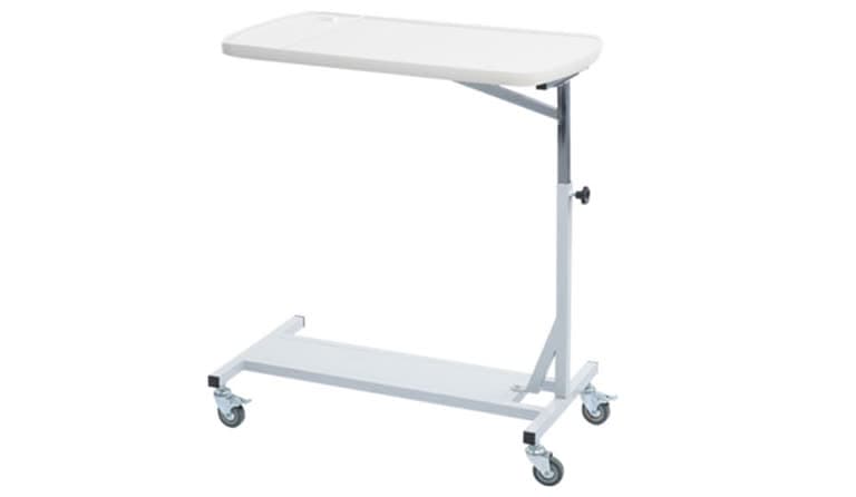 Large Dining Table, height-adjustable ABS top on a castor base, studio view