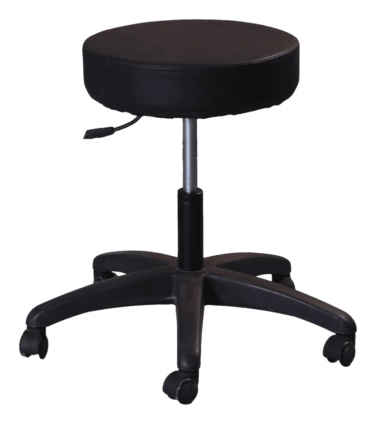 Tabouret d'examen hydraulique pivotant à base cinq branches, détourage sur fond transparent — MLC-25