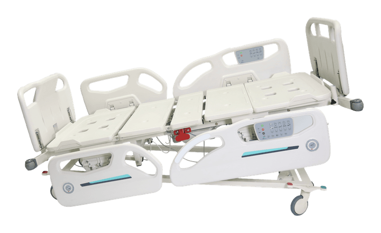 Lit de soins intensifs Santron avec inclinaison du plan de couchage, détourage sur fond transparent