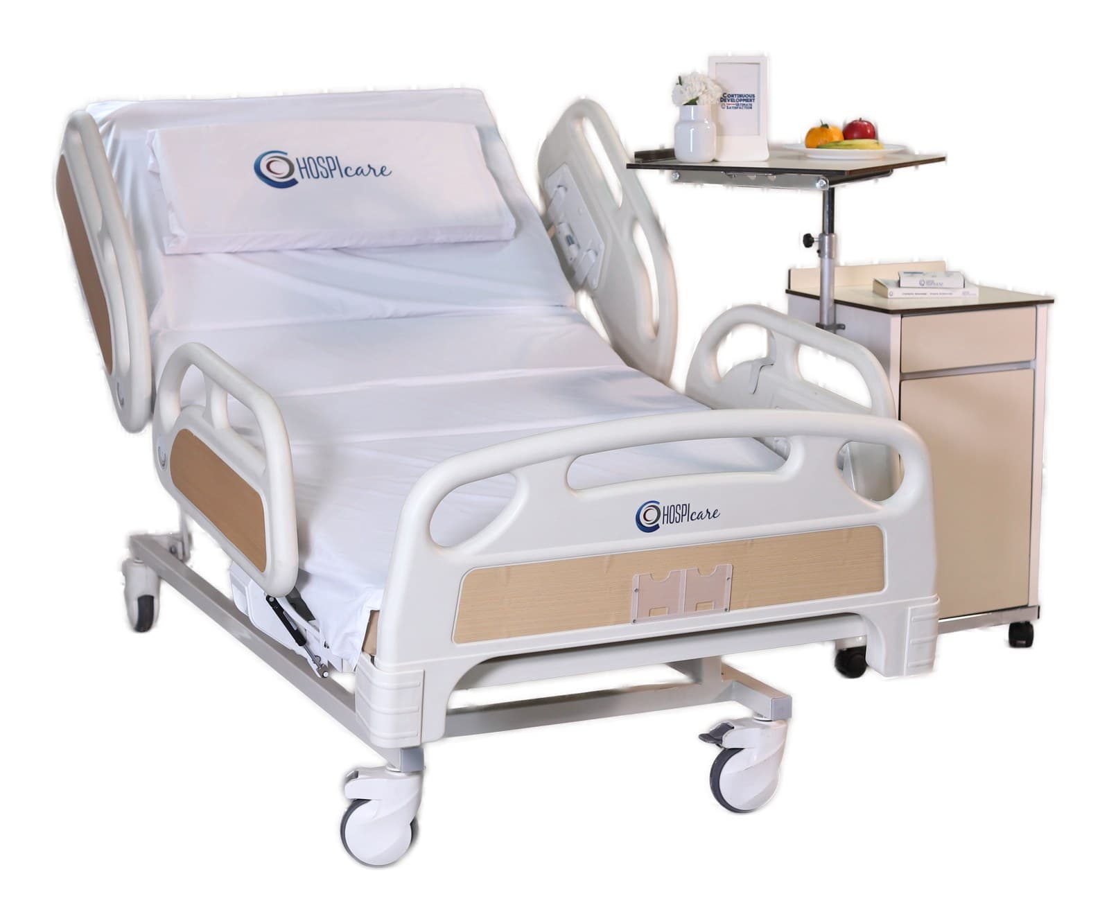 Multi-Functional PRIME care Bed, side view, platform flat