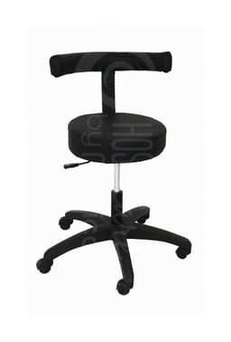 Examination Chair, front view, backrest and swivel seat, black upholstery