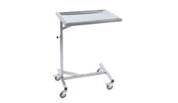 Mayo Table, chrome-plated stand with removable stainless steel tray, three-quarter studio view