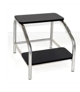 Step Stool (Double), two anti-slip black treads on a steel frame, studio view