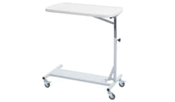 Large Dining Table, height-adjustable ABS top on a castor base, studio view